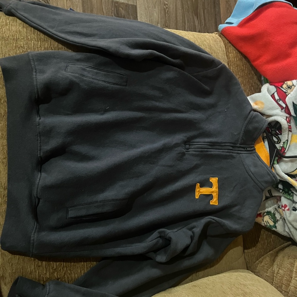 Gray Half-Zip Sweater with Orange Tennessee Logo
